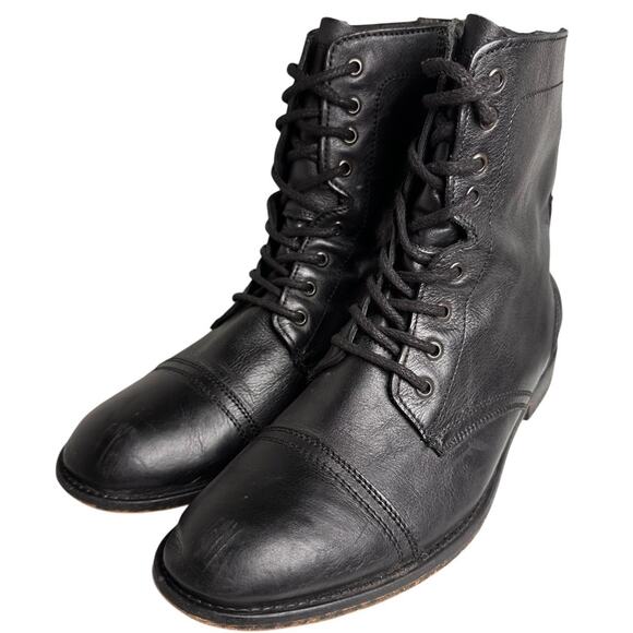 Steve Madden Men’s Trek Boots Black Pigskin Leather Combat Lace Up Zipper Sz 13 - Picture 12 of 16